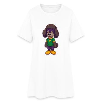 Caniche Chien Drôle Kawaii Dessin animé Personnage Clipart - Robe T-shirt Femme - blanc - Devant