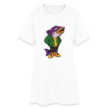 saumon drôle kawaii dessin animé personnage clipart - Robe T-shirt Femme - blanc - Devant
