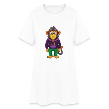 Monkey Funny Kawaii Cartoon Character Clipart - Women’s T-Shirt Dress - white - Front