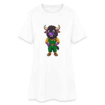 Buffalo Lustige Kawaii Cartoon Figur Clipart - Frauen T-Shirt-Kleid - Weiß - Vorne