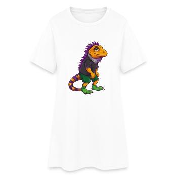 Iguana Funny Kawaii Cartoon Character Clipart - Women’s T-Shirt Dress - white - Front
