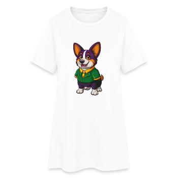 Corgi chien drôle Kawaii dessin animé Personnage Clipart - Robe T-shirt Femme - blanc - Devant