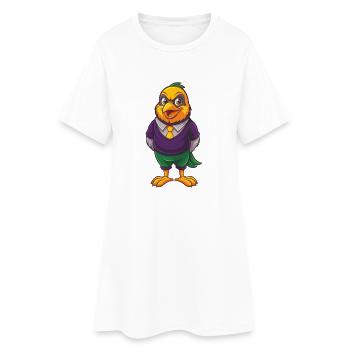 Canari oiseau drôle Kawaii dessin animé Personnage Clipart - Robe T-shirt Femme - blanc - Devant