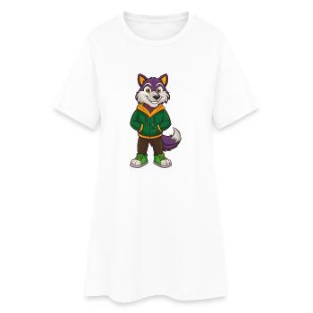 Arctic Wolf Funny Kawaii Cartoon Character Clipart - Women’s T-Shirt Dress - white - Front