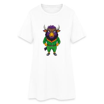 Bison Drôle Kawaii Dessin animé Personnage Clipart - Robe T-shirt Femme - blanc - Devant