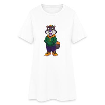 Castor Drôle Kawaii Dessin animé Personnage Clipart - Robe T-shirt Femme - blanc - Devant