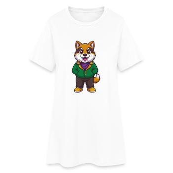 Akita Dog Funny Kawaii Cartoon Character Clipart - Women’s T-Shirt Dress - white - Front