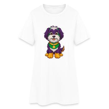Chien Havanais Drôle Personnage De Dessin Animé Kawaii - Robe T-shirt Femme - blanc - Devant