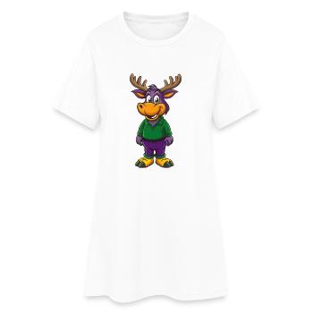 Elk drôle Kawaii dessin animé Personnage Clipart - Robe T-shirt Femme - blanc - Devant