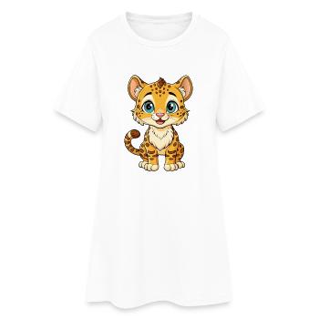 Ocelot Mignon Personnage De Dessin Animé Kawaii Clipart - Robe T-shirt Femme - blanc - Devant