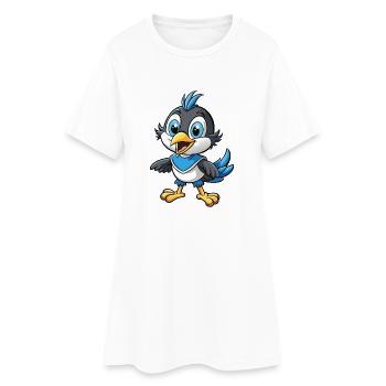 Elster Niedliche Zeichentrickfigur Kawaii Clipart - Frauen T-Shirt-Kleid - Weiß - Vorne