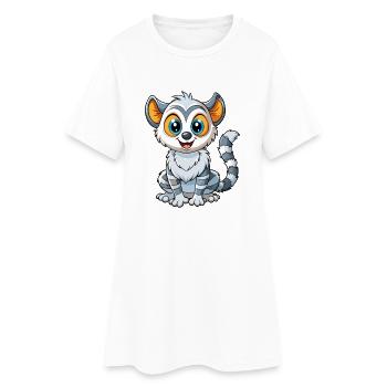 Lémurien mignon personnage de dessin animé Kawaii Clipart - Robe T-shirt Femme - blanc - Devant