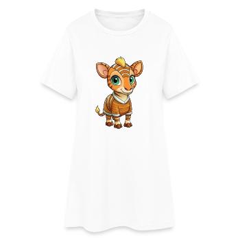 Okapi Niedliche Zeichentrickfigur Kawaii Clipart - Frauen T-Shirt-Kleid - Weiß - Vorne