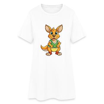 Kangaroo Cute Cartoon Character Kawaii Clipart - Women’s T-Shirt Dress - white - Front