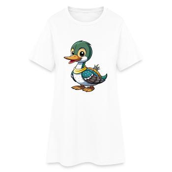 Common Loon Cute Cartoon Character Kawaii Clipart - Women’s T-Shirt Dress - white - Front