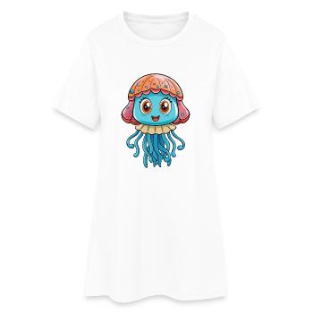 méduse mignon personnage de dessin animé Kawaii Clipart - Robe T-shirt Femme - blanc - Devant