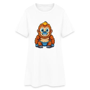 Gorille mignon personnage de dessin animé Kawaii Clipart - Robe T-shirt Femme - blanc - Devant