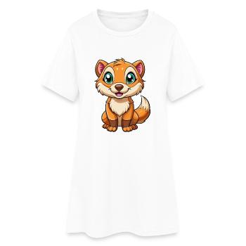 furet mignon personnage de dessin animé Kawaii Clipart - Robe T-shirt Femme - blanc - Devant
