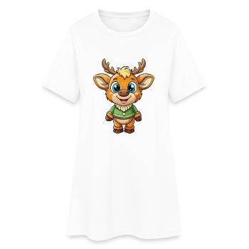 Elk Mignon Personnage De Dessin Animé Kawaii Clipart - Robe T-shirt Femme - blanc - Devant