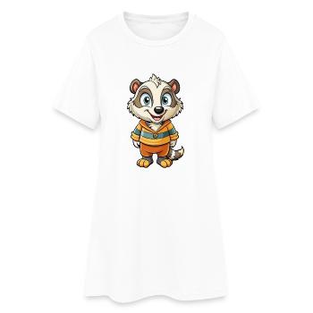 blaireau mignon personnage de dessin animé Kawaii Clipart - Robe T-shirt Femme - blanc - Devant