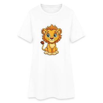 Asiatic Lion Cartoon Character Kawaii Clipart - Women’s T-Shirt Dress - white - Front