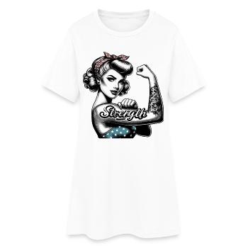 Strength Strong Woman Rockabilly Gift - Women’s T-Shirt Dress - white - Front
