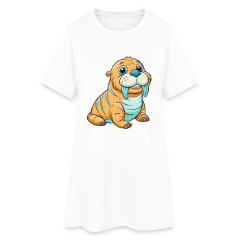 morse mignon personnage de dessin animé Kawaii Clipart - Robe T-shirt Femme - blanc - Devant