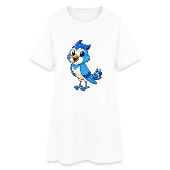Geai bleu mignon personnage de dessin animé Kawaii Clipart - Robe T-shirt Femme - blanc - Devant