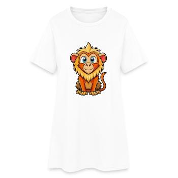 Baboon Cute Cartoon Character Kawaii Clipart - Women’s T-Shirt Dress - white - Front