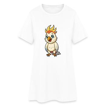 Kakadu süße Zeichentrickfigur Kawaii Clipart - Frauen T-Shirt-Kleid - Weiß - Vorne