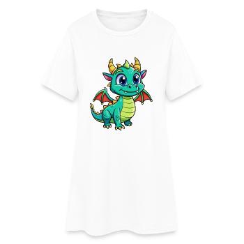 Dragon Mignon Personnage De Dessin Animé Kawaii Clipart - Robe T-shirt Femme - blanc - Devant