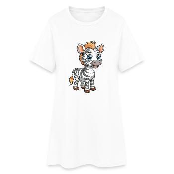Zebra Cute Cartoon Character Kawaii Clipart - Women’s T-Shirt Dress - white - Front