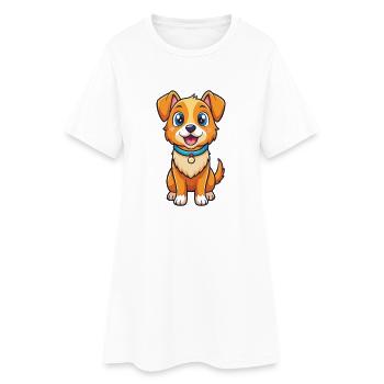 chien mignon personnage de dessin animé Kawaii Clipart - Robe T-shirt Femme - blanc - Devant