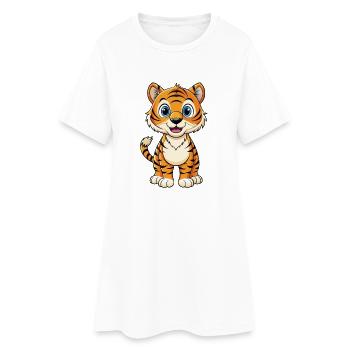 tigre mignon personnage de dessin animé kawaii clipart - Robe T-shirt Femme - blanc - Devant