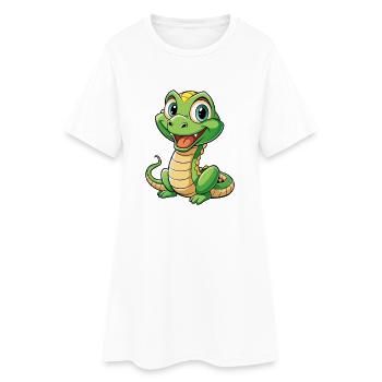 serpent mignon personnage de dessin animé Kawaii Clipart - Robe T-shirt Femme - blanc - Devant