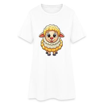 mouton mignon personnage de dessin animé Kawaii Clipart - Robe T-shirt Femme - blanc - Devant