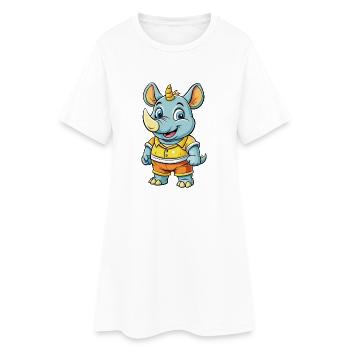 rhinocéros mignon personnage de dessin animé kawaii clipart - Robe T-shirt Femme - blanc - Devant
