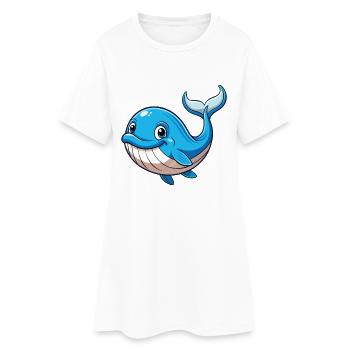 baleine mignon personnage de dessin animé Kawaii Clipart - Robe T-shirt Femme - blanc - Devant