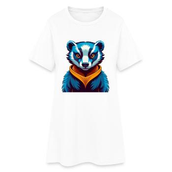 blaireau coloré kawaii dessin animé personnage clipart - Robe T-shirt Femme - blanc - Devant