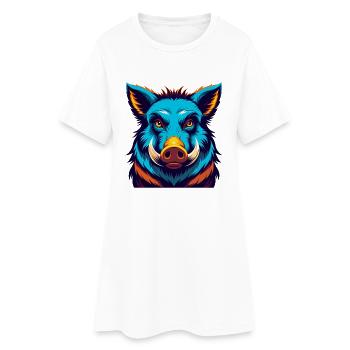 sanglier coloré Kawaii personnage de dessin animé Clipart - Robe T-shirt Femme - blanc - Devant