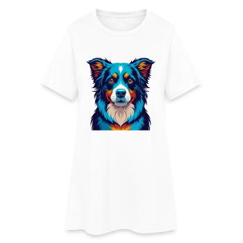 Australian Shepherd Hund Bunte Kawaii Karikatur - Frauen T-Shirt-Kleid - Weiß - Vorne