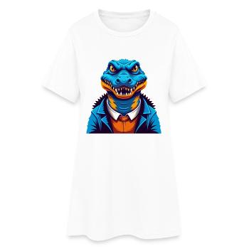 Alligator coloré Kawaii personnage de dessin animé animal de compagnie - Robe T-shirt Femme - blanc - Devant