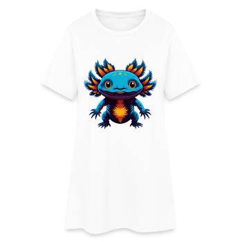 axolotl coloré Kawaii Dessin animé Personnage Clipart - Robe T-shirt Femme - blanc - Devant