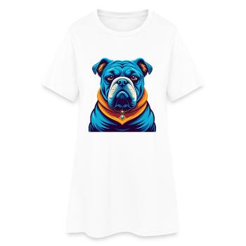 Bulldog coloré Kawaii Dessin animé Personnage Clipart - Robe T-shirt Femme - blanc - Devant