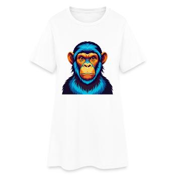 Chimpanzé coloré Kawaii dessin animé Personnage Animal de compagnie - Robe T-shirt Femme - blanc - Devant