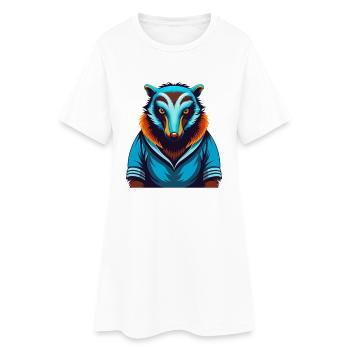fourmilier coloré Kawaii Dessin animé Personnage Clipart - Robe T-shirt Femme - blanc - Devant