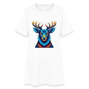 Elk coloré Kawaii Dessin animé Personnage Clipart - Robe T-shirt Femme - blanc - Devant