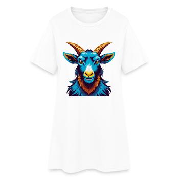 Chèvre coloré Kawaii Dessin animé Personnage Clipart - Robe T-shirt Femme - blanc - Devant