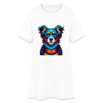 chien coloré kawaii dessin animé personnage clipart - Robe T-shirt Femme - blanc - Devant
