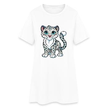 Schneeleopard Cartoon Figur Kawaii Clipart - Frauen T-Shirt-Kleid - Weiß - Vorne